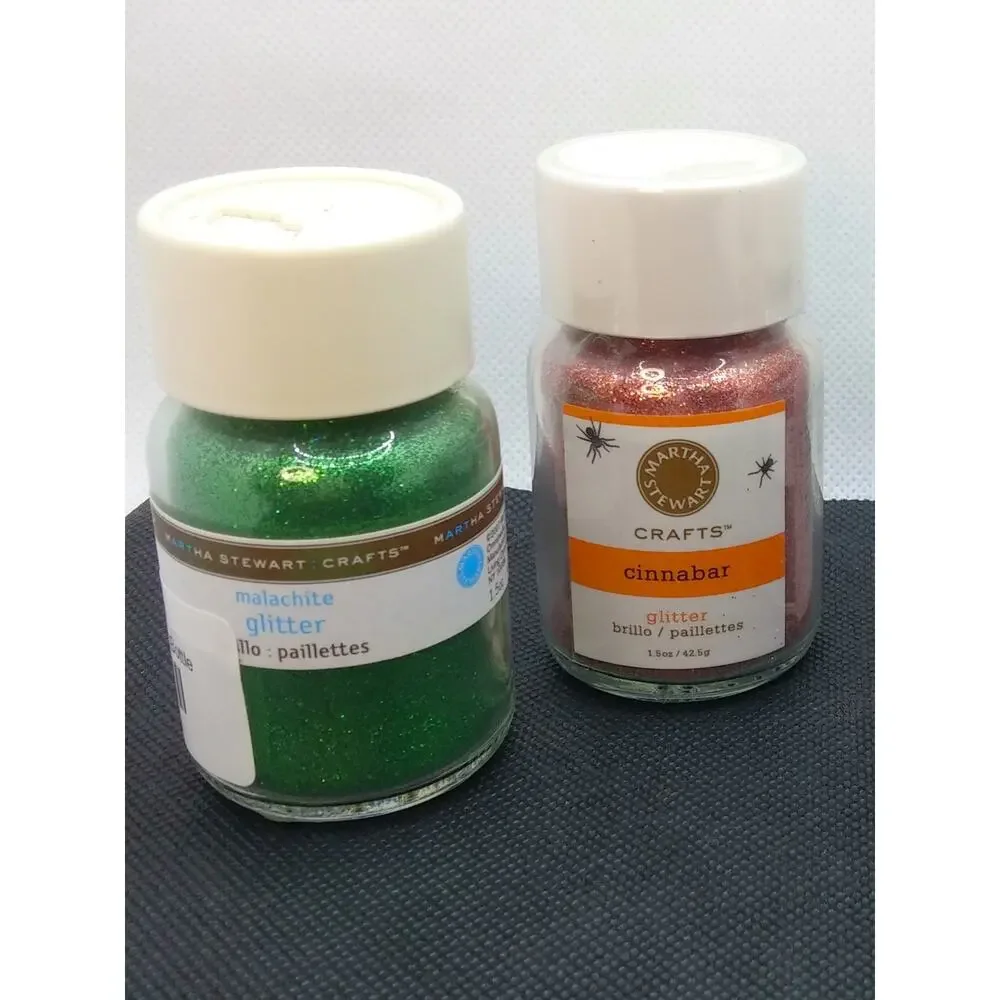Martha Stewart Glitter 4 Large Bottles DIY Mixed Lot Blue Orange Green Copper